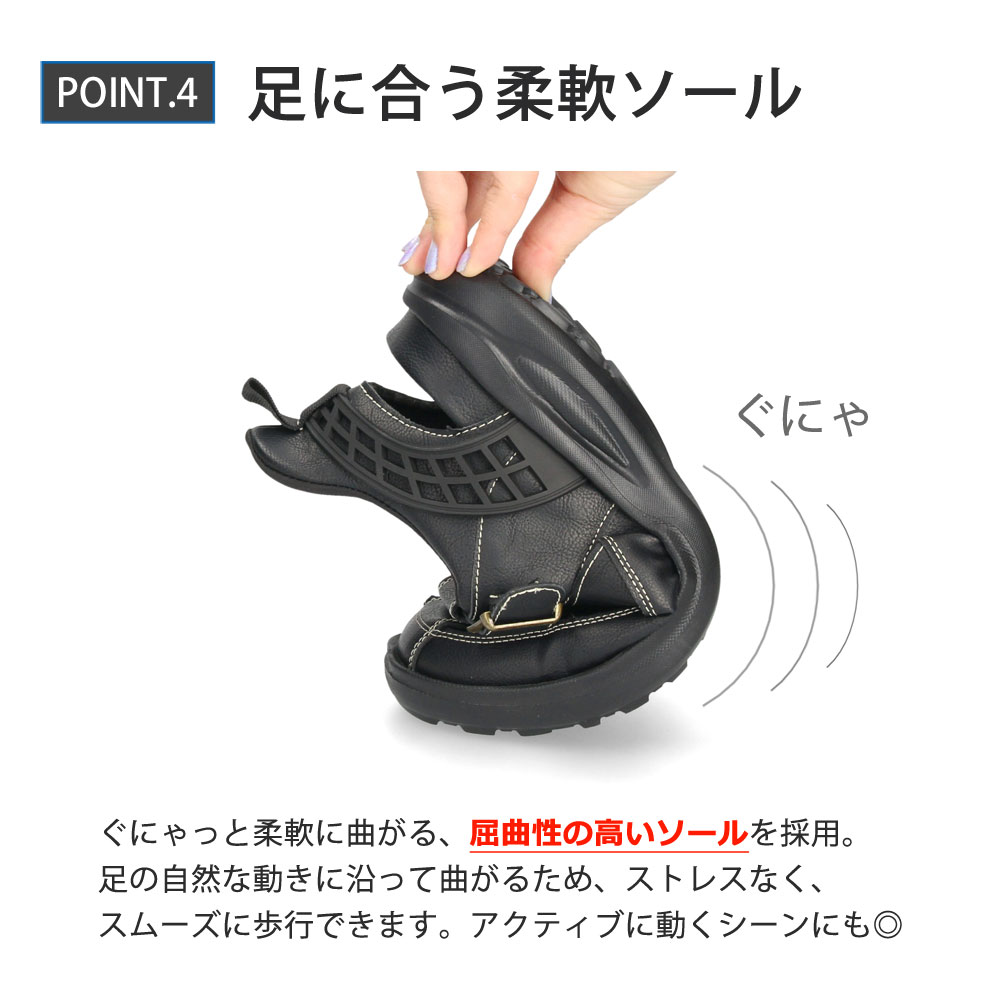 メンズ サンダル かかと付き 履きやすい ハンズフリー 靴 グルカサンダル ブラック ブラウン グレー おしゃれ 合皮 メッシュ 通気性 軽量 パレード Parade 70603 70612 70613