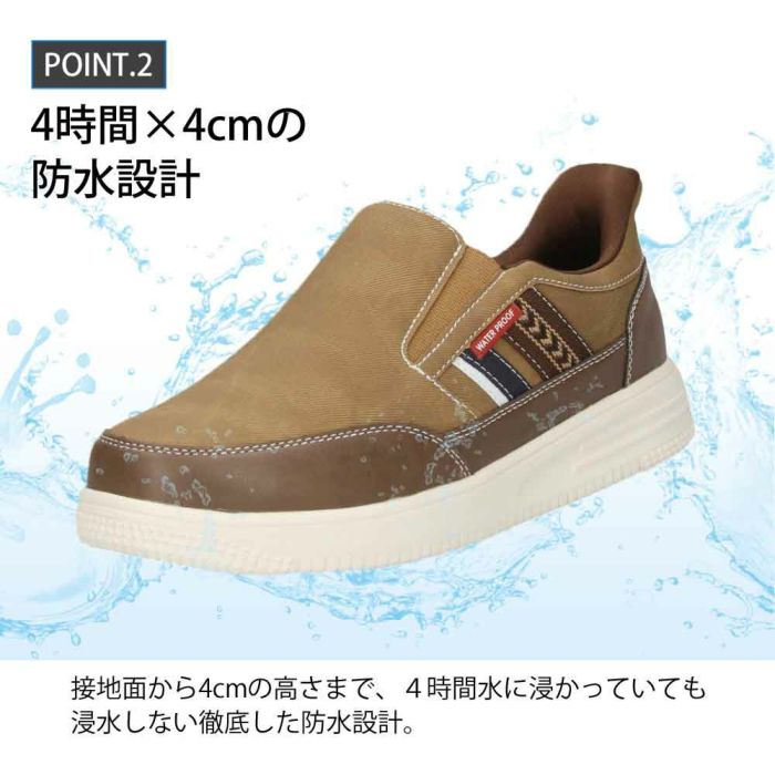 スリッポン メンズ カジュアルスニーカー スリップイン 防水 軽量 軽い ゴム紐 履きやすい 楽ちん 合皮 黒 ブラック ネイビー ブラウンParade パレード 996WRP 997WRP