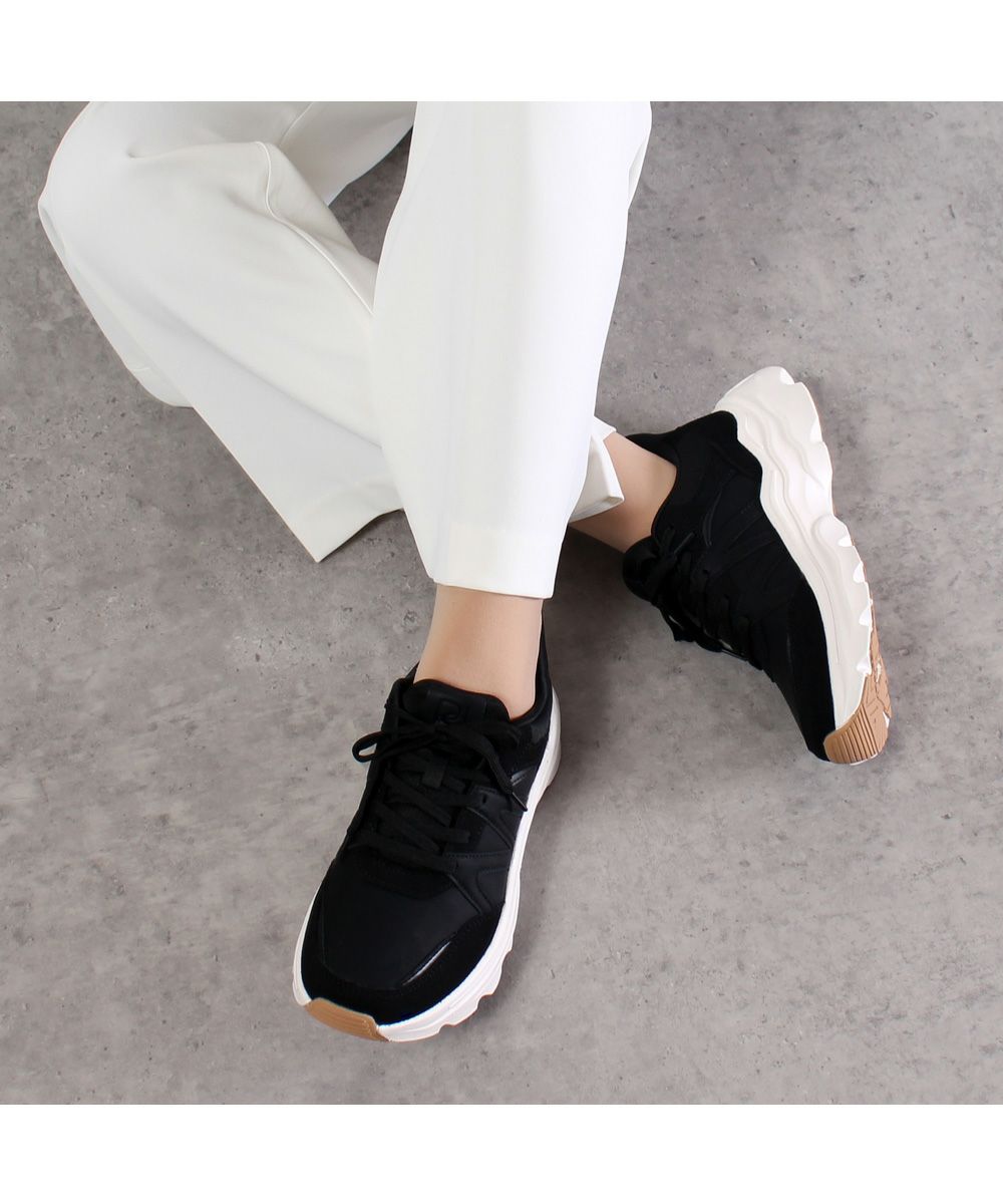  スニーカー レディース スリッポン 靴 厚底 ローカット 手を使わずに履ける Parade 51702  楽すぽっ  黒 ブラック ベージュ