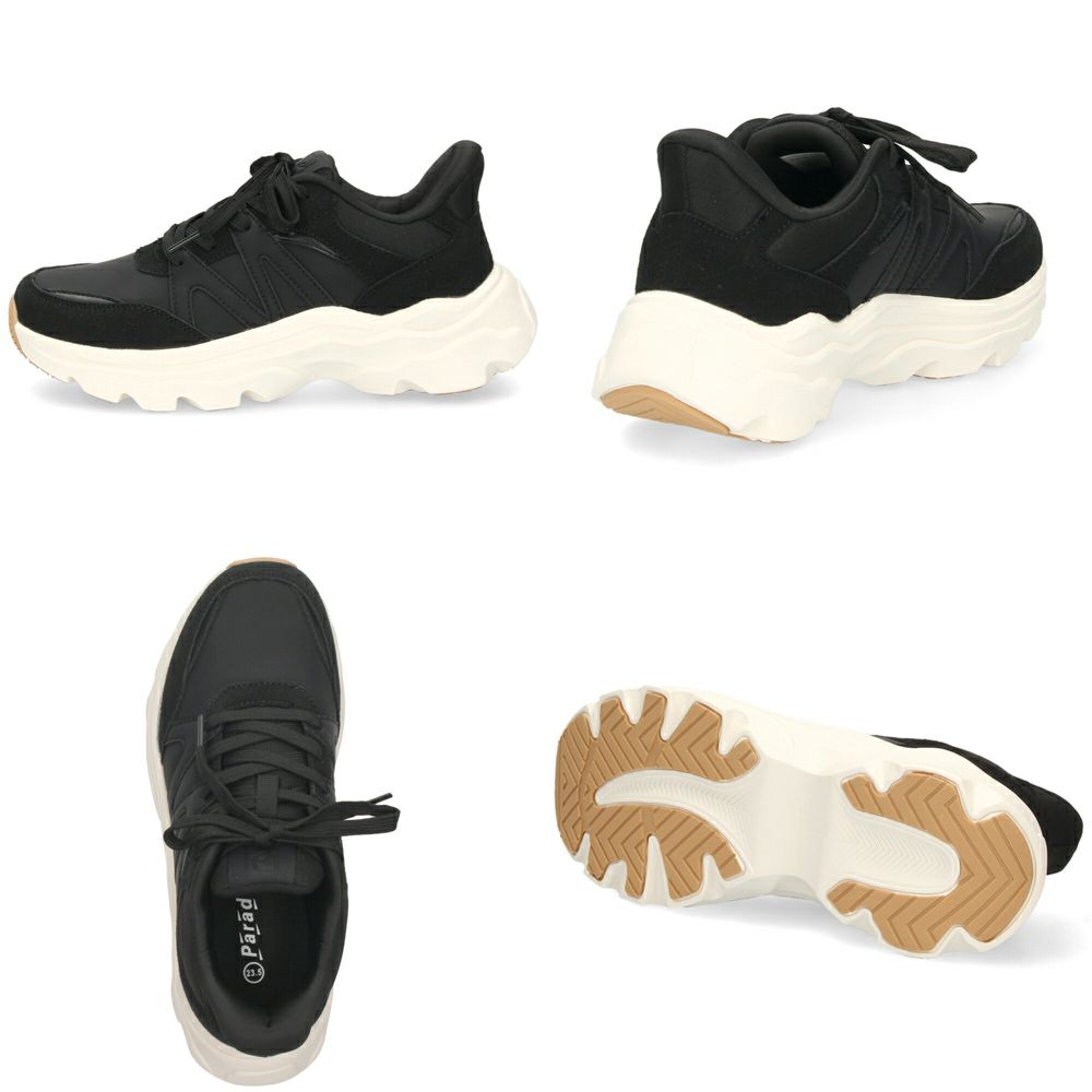  スニーカー レディース スリッポン 靴 厚底 ローカット 手を使わずに履ける Parade 51702  楽すぽっ  黒 ブラック ベージュ