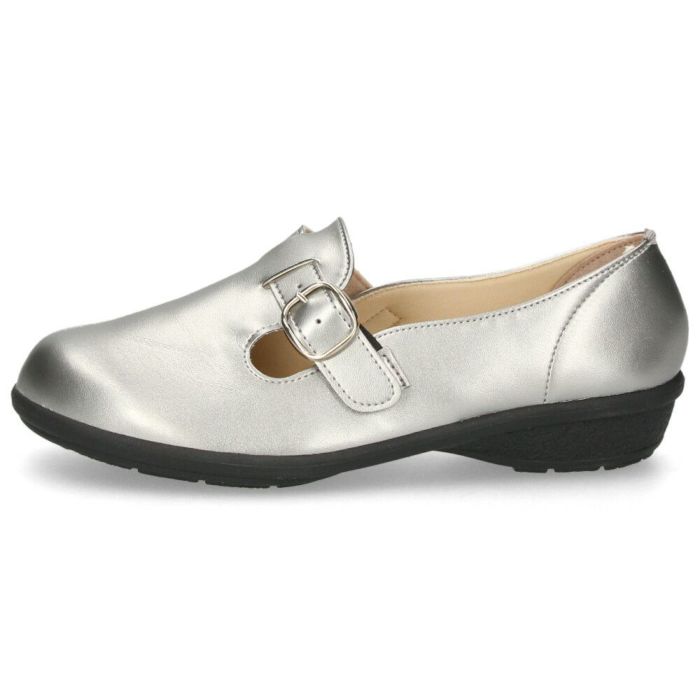 レディース パンプス 靴 ベルト付き フラットソール 軽量 クッションインソール Parade 34004 ブラック スチール