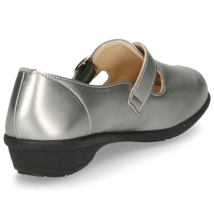 レディース パンプス 靴 ベルト付き フラットソール 軽量 クッションインソール Parade 34004 ブラック スチール