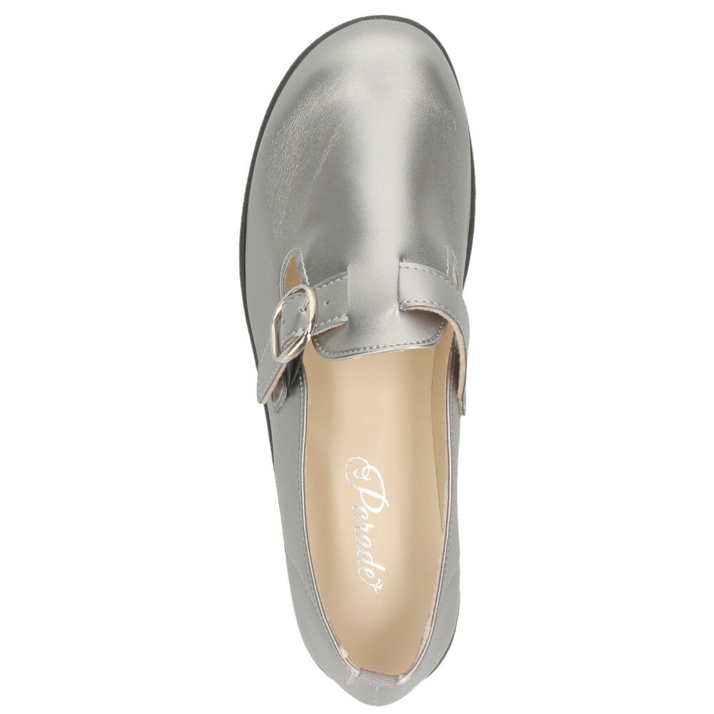 レディース パンプス 靴 ベルト付き フラットソール 軽量 クッションインソール Parade 34004 ブラック スチール