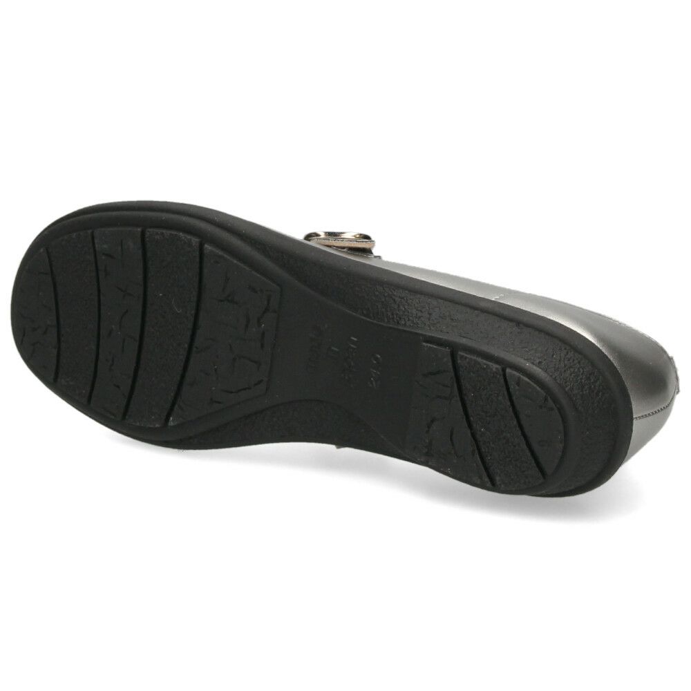 レディース パンプス 靴 ベルト付き フラットソール 軽量 クッションインソール Parade 34004 ブラック スチール