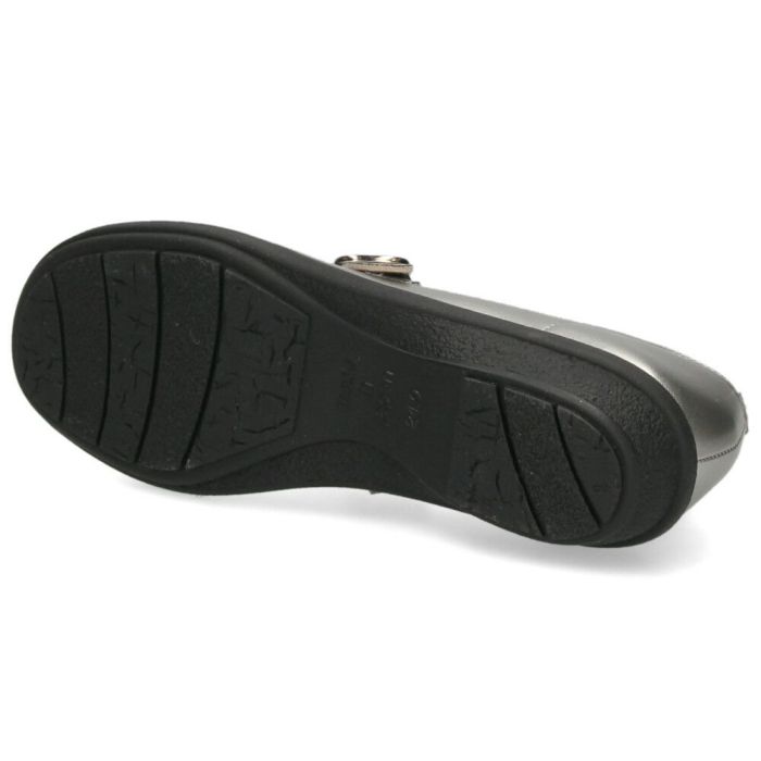 レディース パンプス 靴 ベルト付き フラットソール 軽量 クッションインソール Parade 34004 ブラック スチール