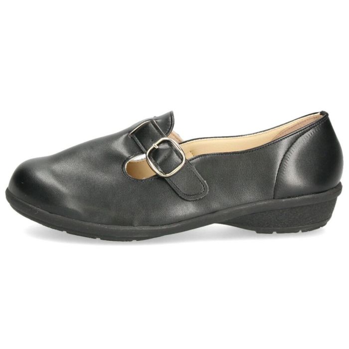 レディース パンプス 靴 ベルト付き フラットソール 軽量 クッションインソール Parade 34004 ブラック スチール