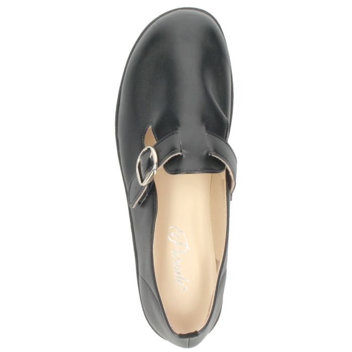 レディース パンプス 靴 ベルト付き フラットソール 軽量 クッションインソール Parade 34004 ブラック スチール