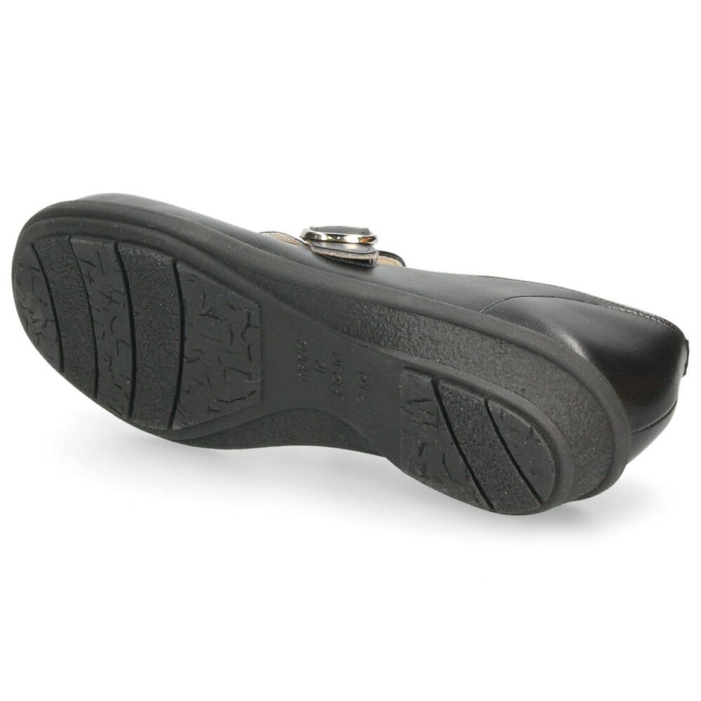 レディース パンプス 靴 ベルト付き フラットソール 軽量 クッションインソール Parade 34004 ブラック スチール