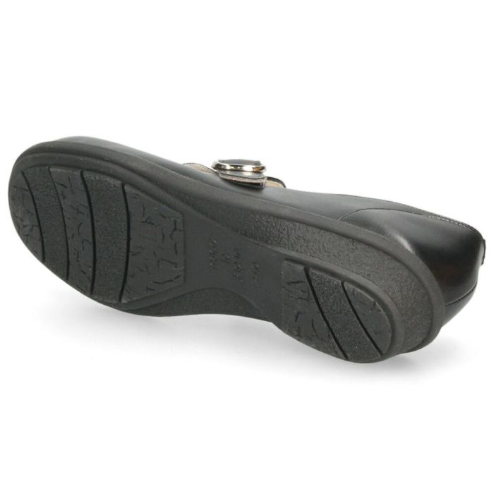 レディース パンプス 靴 ベルト付き フラットソール 軽量 クッションインソール Parade 34004 ブラック スチール