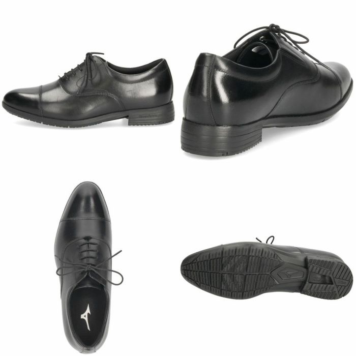 ミズノ ビジネスシューズ メンズ 革靴 ストレートチップ プレーントゥ スリッポン 本革 黒 MIZUNO エクスライト ST3 PT2 SO B1GM 250009 250109 250209 ブラック