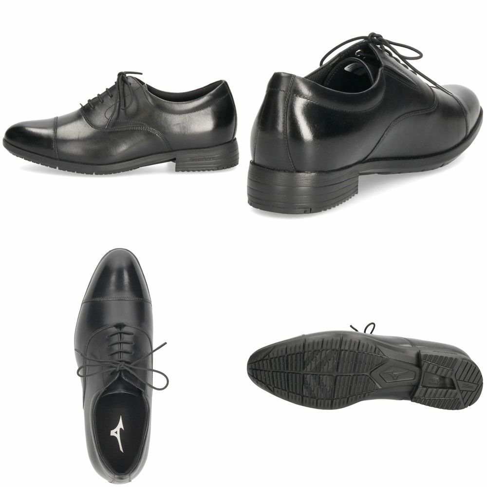 ミズノ ビジネスシューズ メンズ 革靴 ストレートチップ プレーントゥ スリッポン 本革 黒 MIZUNO エクスライト ST3 PT2 SO B1GM 250009 250109 250209 ブラック