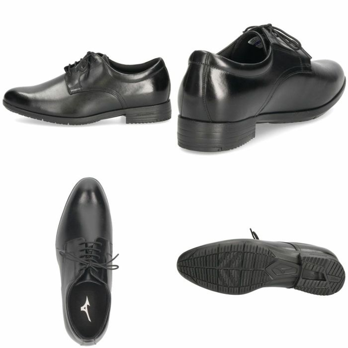 ミズノ ビジネスシューズ メンズ 革靴 ストレートチップ プレーントゥ スリッポン 本革 黒 MIZUNO エクスライト ST3 PT2 SO B1GM 250009 250109 250209 ブラック