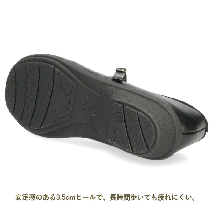 パンプス ラウンドトゥ ストラップ レディース 靴 日本製 3.5cmヒール ローヒール 安定感 軽量 歩きやすい Parade パレード 34001