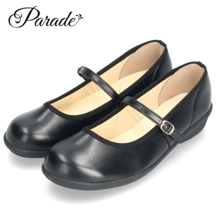 パンプス ラウンドトゥ ストラップ レディース 靴 日本製 3.5cmヒール ローヒール 安定感 軽量 歩きやすい Parade パレード 34001