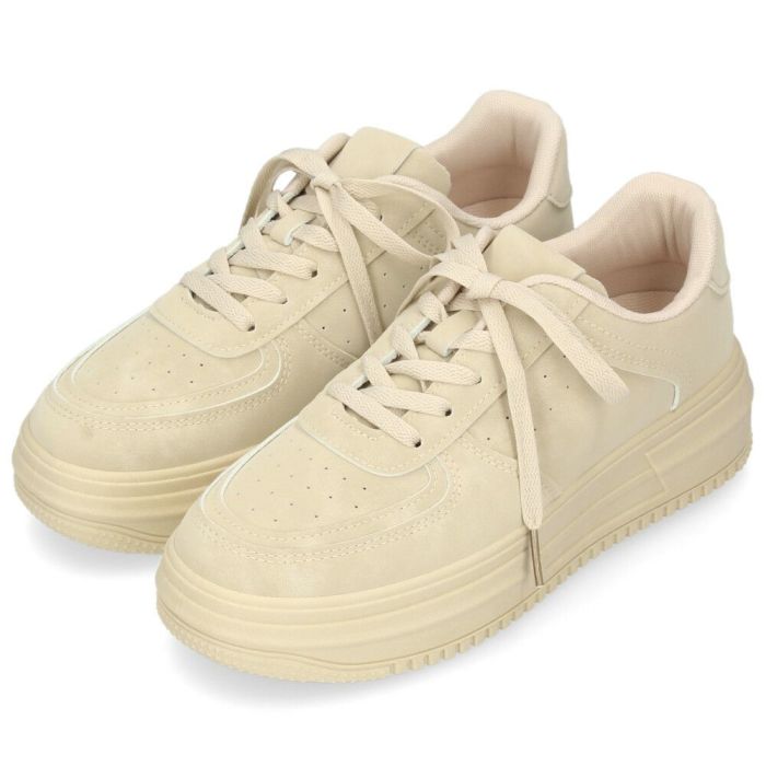 スニーカー レディース 靴 ローカット レースアップ ウォッシュ加工 厚底 カジュアル グレー アイボリー ミント Super 95023