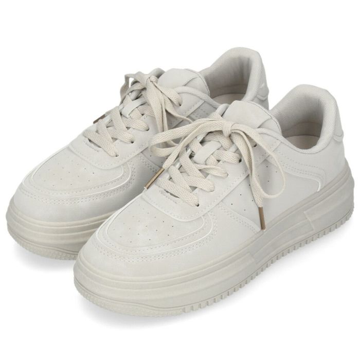 スニーカー レディース 靴 ローカット レースアップ ウォッシュ加工 厚底 カジュアル グレー アイボリー ミント Super 95023