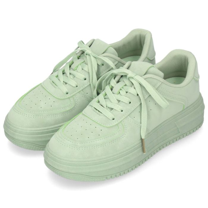 スニーカー レディース 靴 ローカット レースアップ ウォッシュ加工 厚底 カジュアル グレー アイボリー ミント Super 95023