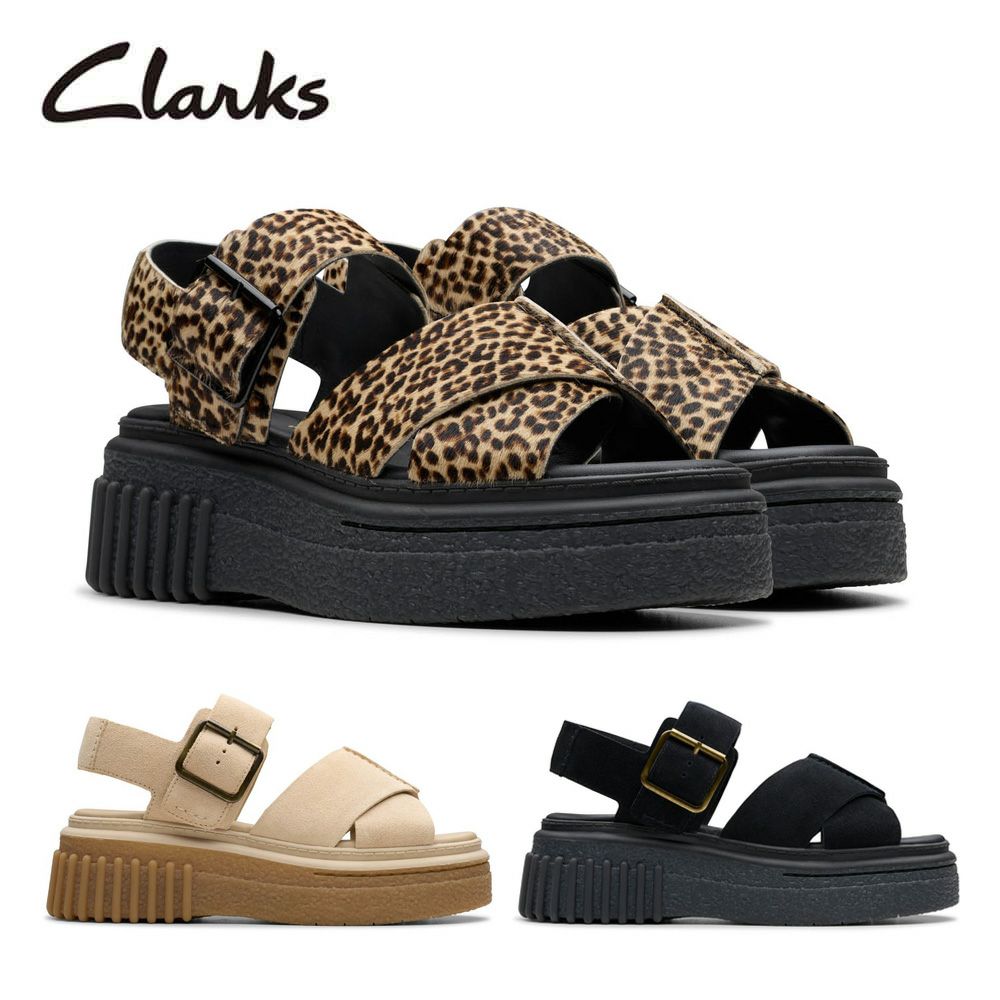 クラークス レディース サンダル 厚底 本革 アンクルストラップ Clarks Evamar Wish 26182050 26181199 26181202