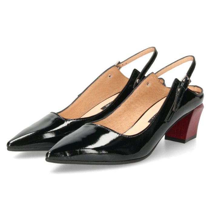 ラボキゴシ ワークス レディース パンプス ストラップ エナメル 黒 5cm ヒール ポインテッドトゥ 2WAY 12814 RABOKIGOSHI works 日本製