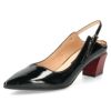 ラボキゴシ ワークス レディース パンプス ストラップ エナメル 黒 5cm ヒール ポインテッドトゥ 2WAY 12814 RABOKIGOSHI works 日本製