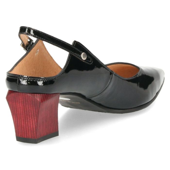 ラボキゴシ ワークス レディース パンプス ストラップ エナメル 黒 5cm ヒール ポインテッドトゥ 2WAY 12814 RABOKIGOSHI works 日本製