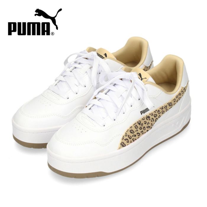 プーマ スニーカー レディース 厚底 コート ラリー SKYE レオ PUMA レオパード アニマル ホワイト 白 ローカット 402492