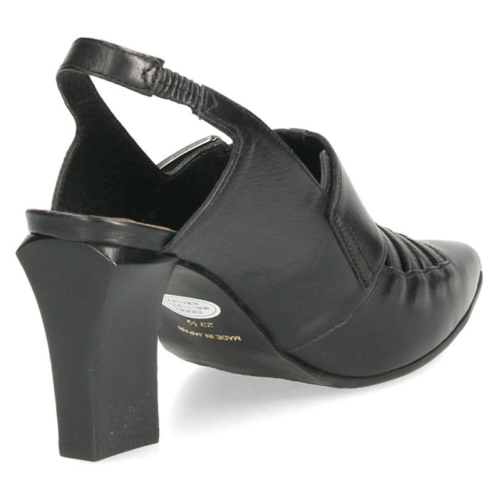 ラボキゴシ ワークス レディース パンプス ストラップ 本革 黒 7.5cm ヒール ポインテッドトゥ トゥバックル付き 12816 RABOKIGOSHI works 日本製