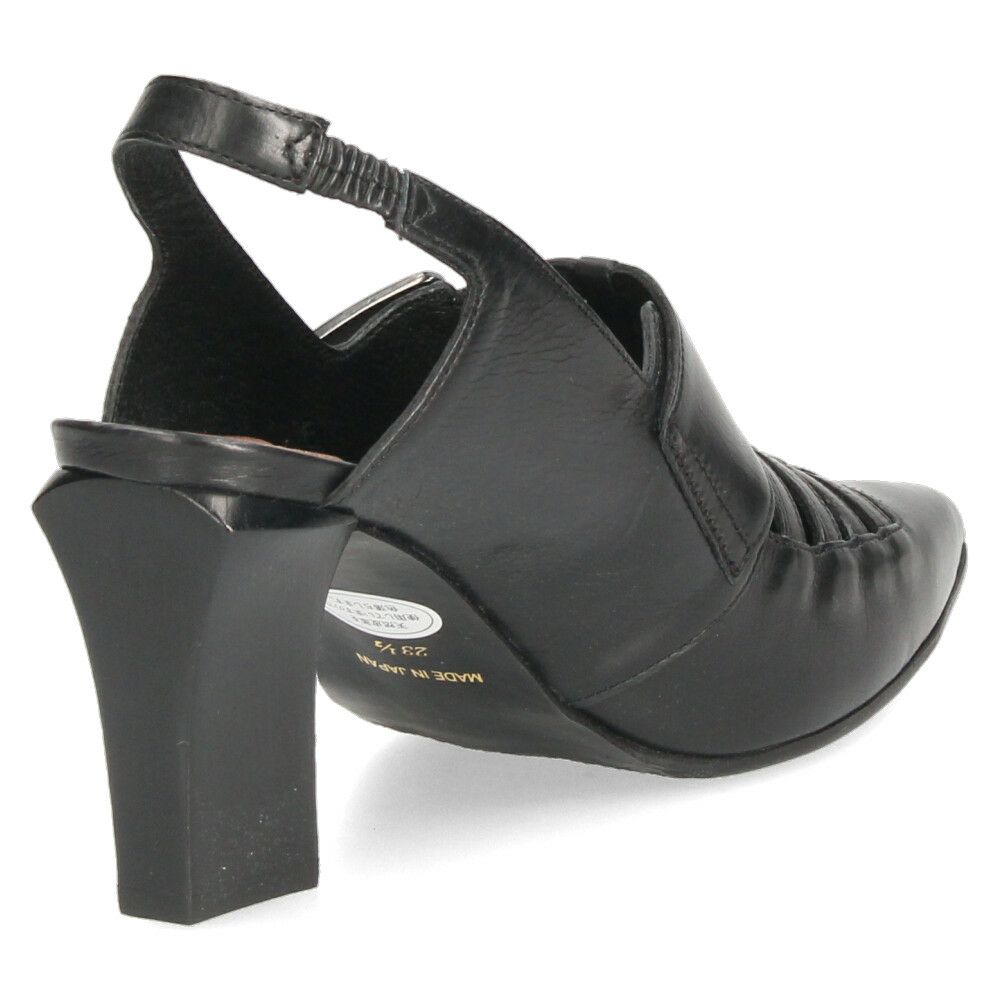 ラボキゴシ ワークス レディース パンプス ストラップ 本革 黒 7.5cm ヒール ポインテッドトゥ トゥバックル付き 12816 RABOKIGOSHI works 日本製