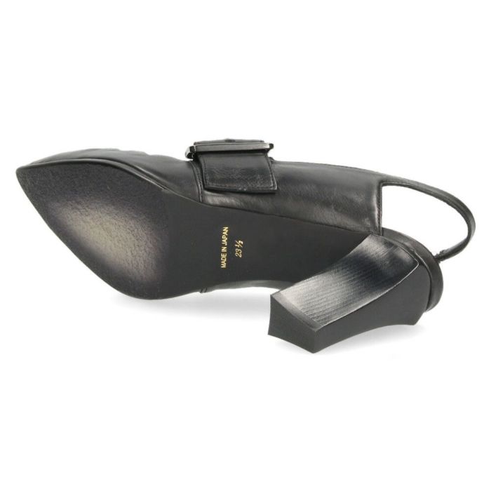 ラボキゴシ ワークス レディース パンプス ストラップ 本革 黒 7.5cm ヒール ポインテッドトゥ トゥバックル付き 12816 RABOKIGOSHI works 日本製