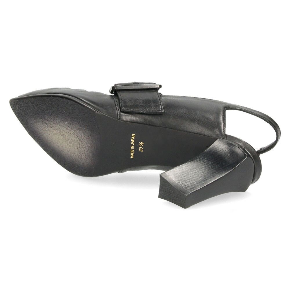 ラボキゴシ ワークス レディース パンプス ストラップ 本革 黒 7.5cm ヒール ポインテッドトゥ トゥバックル付き 12816 RABOKIGOSHI works 日本製