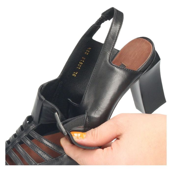 ラボキゴシ ワークス レディース パンプス ストラップ 本革 黒 7.5cm ヒール ポインテッドトゥ トゥバックル付き 12816 RABOKIGOSHI works 日本製