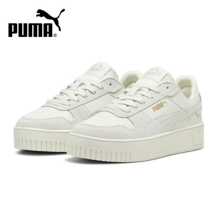 プーマ スニーカー レディース 厚底 白 ホワイト グレー PUMA キャリーナ ストリート SD ローカット 靴 シンプル 395093