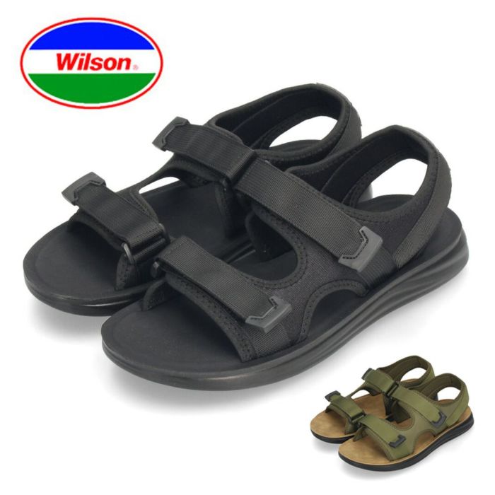 ウィルソン サンダル メンズ スポーツサンダル 黒 ブラック カーキ スポサン Wilson 3650 軽量 低反発 幅広 屈曲性