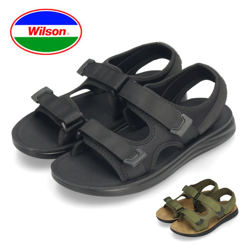 ウィルソン サンダル メンズ スポーツサンダル 黒 ブラック カーキ スポサン Wilson 3650 軽量 低反発 幅広 屈曲性