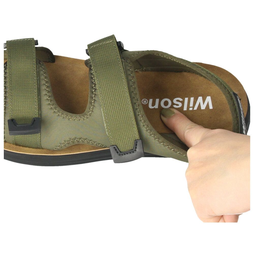 ウィルソン サンダル メンズ スポーツサンダル 黒 ブラック カーキ スポサン Wilson 3650 軽量 低反発 幅広 屈曲性