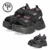 ヨースケ 厚底サンダル レディース 4460022 YOSUKE 靴 スニーカー 黒 ブラック 紫 幅広 3E ベルクロ 