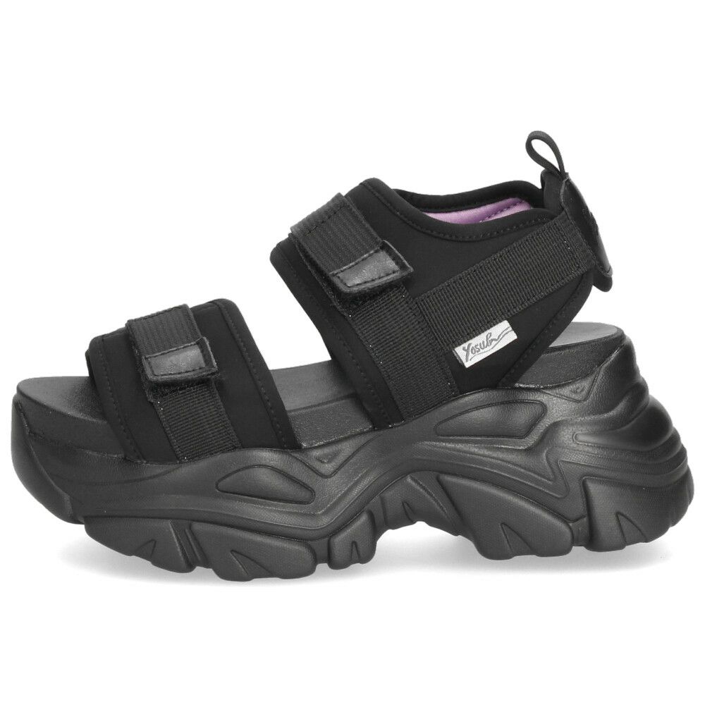 ヨースケ 厚底サンダル レディース 4460022 YOSUKE 靴 スニーカー 黒 ブラック 紫 幅広 3E ベルクロ 