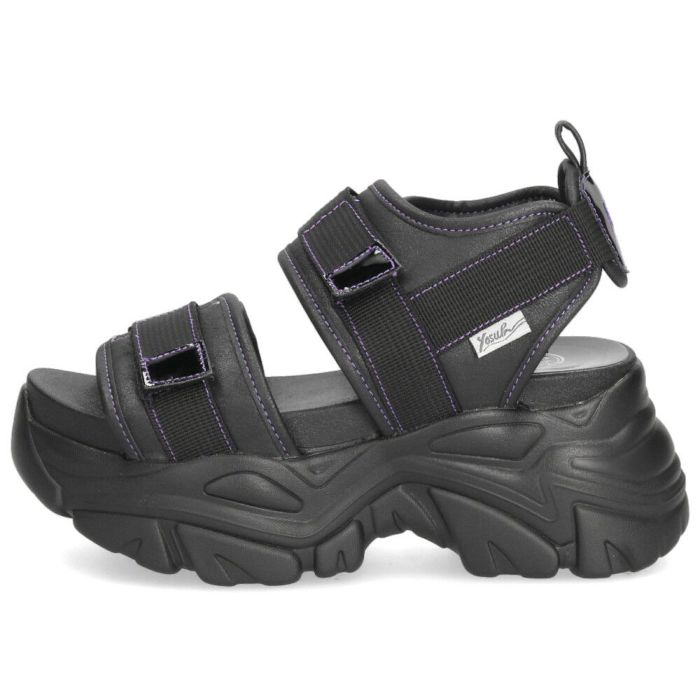 ヨースケ 厚底サンダル レディース 4460022 YOSUKE 靴 スニーカー 黒 ブラック 紫 幅広 3E ベルクロ 