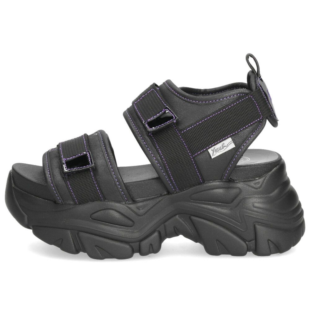 ヨースケ 厚底サンダル レディース 4460022 YOSUKE 靴 スニーカー 黒 ブラック 紫 幅広 3E ベルクロ 