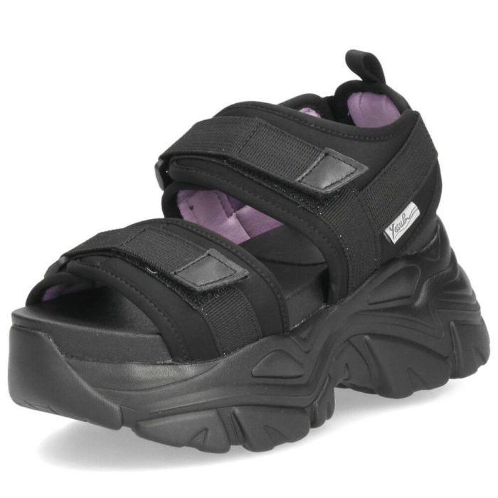 ヨースケ 厚底サンダル レディース 4460022 YOSUKE 靴 スニーカー 黒 ブラック 紫 幅広 3E ベルクロ 