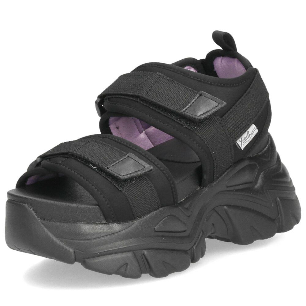 ヨースケ 厚底サンダル レディース 4460022 YOSUKE 靴 スニーカー 黒 ブラック 紫 幅広 3E ベルクロ 