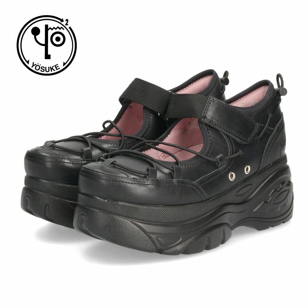 ヨースケ スニーカー 厚底 レディース 2605004 YOSUKE 靴 黒 ブラック 白 厚底スニーカー 幅広 3E カジュアルシューズ