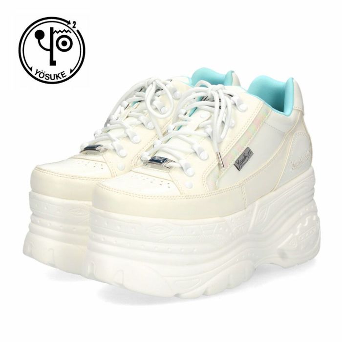 ヨースケ 厚底スニーカー レディース 2601023 YOSUKE 靴 スニーカー SANMARU 3E 幅広 黒 ブラック 白 ウェッジヒール ジッパー
