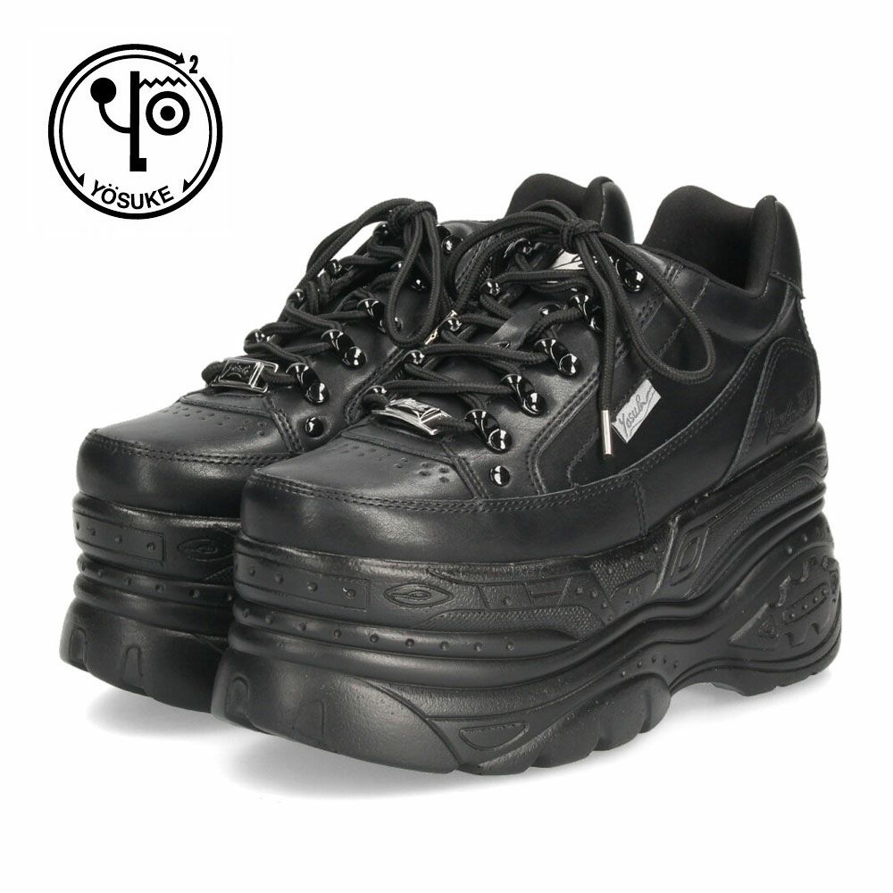 ヨースケ 厚底スニーカー レディース 2601023 YOSUKE 靴 スニーカー SANMARU 3E 幅広 黒 ブラック 白 ウェッジヒール ジッパー