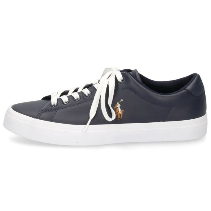 ポロ ラルフローレン スニーカー メンズ レザー 黒 ローカット ブラック ブルー POLO RALPH LAUREN LONGWOOD-SK-VLC 816861060001 816884372001