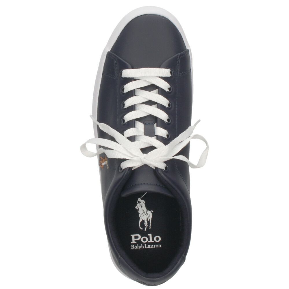 ポロ ラルフローレン スニーカー メンズ レザー 黒 ローカット ブラック ブルー POLO RALPH LAUREN LONGWOOD-SK-VLC 816861060001 816884372001