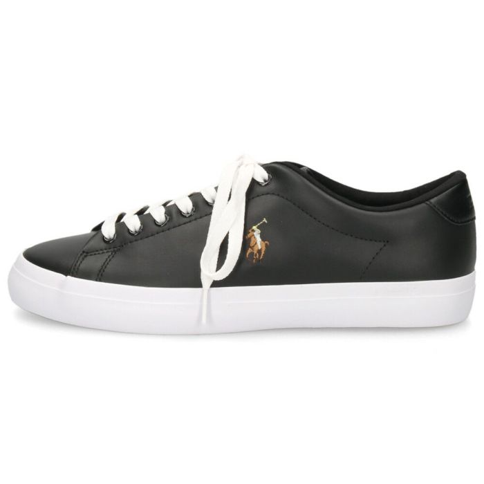 ポロ ラルフローレン スニーカー メンズ レザー 黒 ローカット ブラック ブルー POLO RALPH LAUREN LONGWOOD-SK-VLC 816861060001 816884372001
