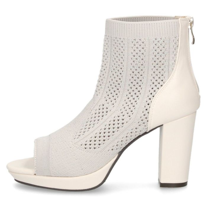 ブーツ サンダル レディース 春夏 厚底 ショート丈 黒 チャンキーヒール メッシュ 890891 ブラック アイボリー ライトグレー ファスナー 靴 byあしながおじさん