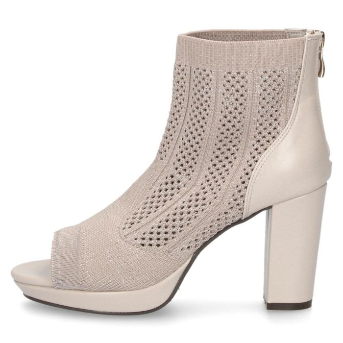 ブーツ サンダル レディース 春夏 厚底 ショート丈 黒 チャンキーヒール メッシュ 890891 ブラック アイボリー ライトグレー ファスナー 靴 byあしながおじさん