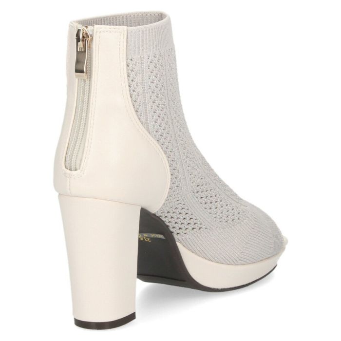 ブーツ サンダル レディース 春夏 厚底 ショート丈 黒 チャンキーヒール メッシュ 890891 ブラック アイボリー ライトグレー ファスナー 靴 byあしながおじさん